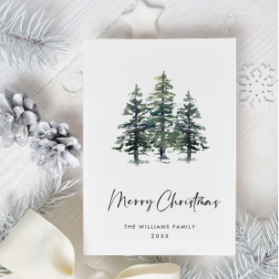 Carte Postale Salutation de Noël minimaliste Élégante Arbre à Pi