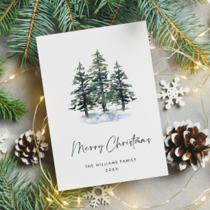 Carte Postale Salutation de Noël minimaliste Élégante Arbre à Pi