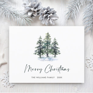 Carte Postale Salutation de Noël minimaliste Élégante Arbre à Pi