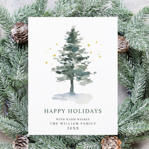 Carte Postale Salutation de Noël minimaliste Élégante Arbre à Pi
