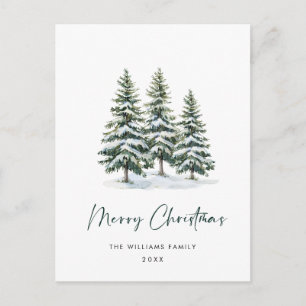 Carte Postale Salutation de Noël minimaliste Élégante Arbre à Pi
