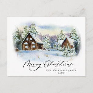 Carte Postale Salutation de Noël minimaliste Élégante Arbre à Pi