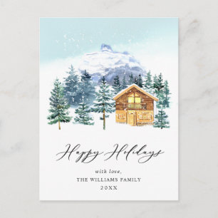 Carte Postale Salutation de Noël minimaliste Élégante Arbre à Pi