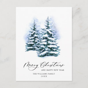 Carte Postale Salutation de Noël minimaliste Élégante Arbre à Pi