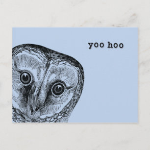 Carte Postale Salutation de Yoo Hoo Owl en bleu