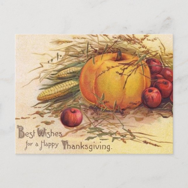 Carte Postale Salutation du Citrouille vintage Thanksgiving (Devant)