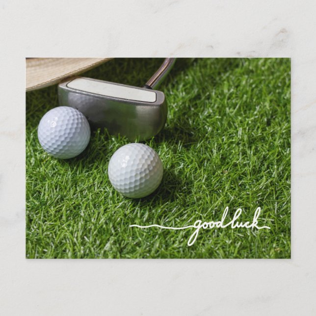 Carte Postale Salutation golf balle de golf bonne chance écritur (Devant)