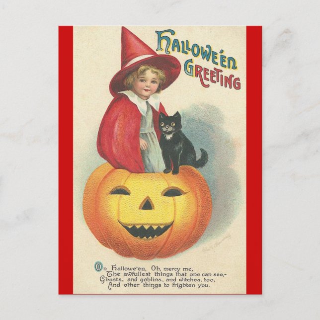Carte Postale Salutation Halloween vintage (Devant)