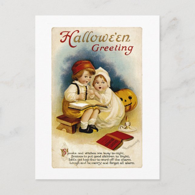 Carte Postale Salutation Halloween vintage (Devant)