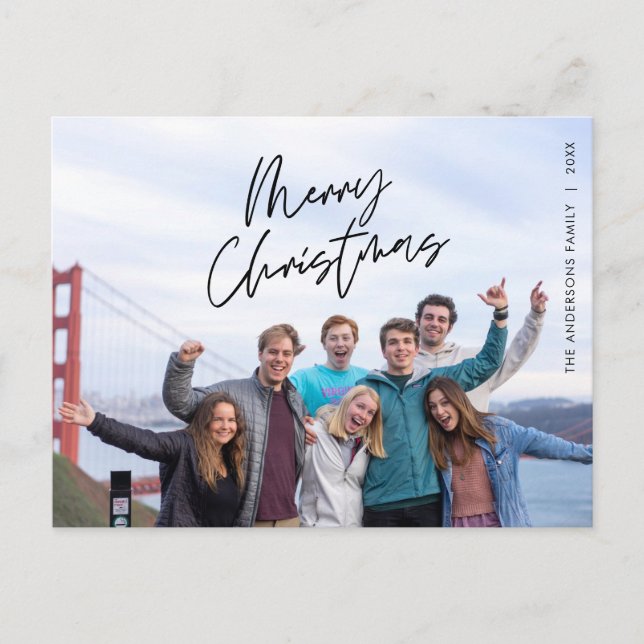 Carte Postale Salutation moderne, joyeux Noël photo de famille p (Devant)