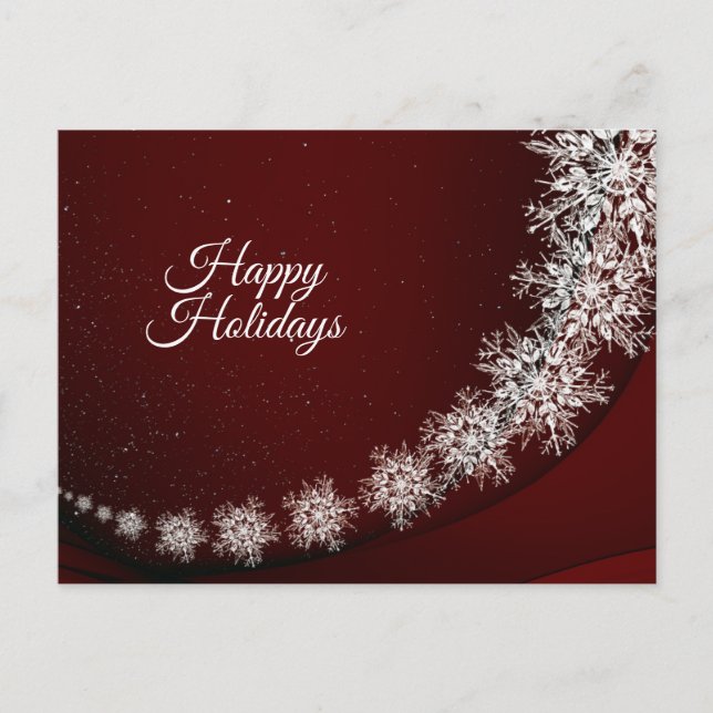 Carte Postale Salutation Noël Crystal Snowflakes Red Rustic (Devant)