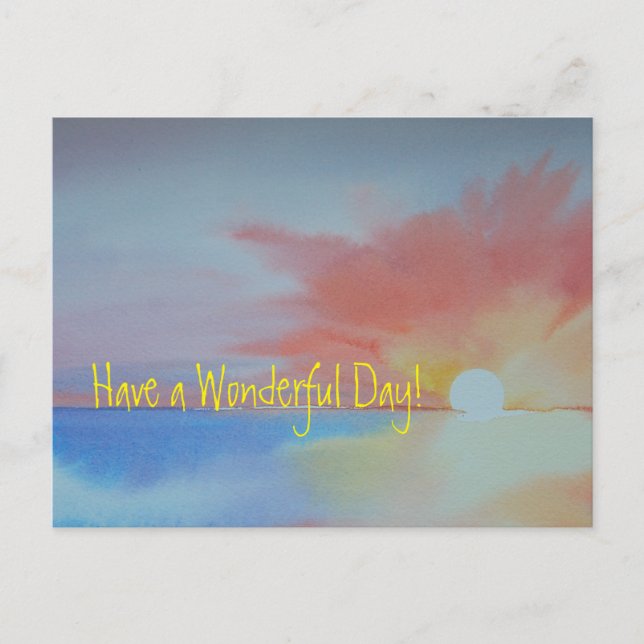 Carte Postale Salutation Ocean Sunrise Watercolor (Devant)