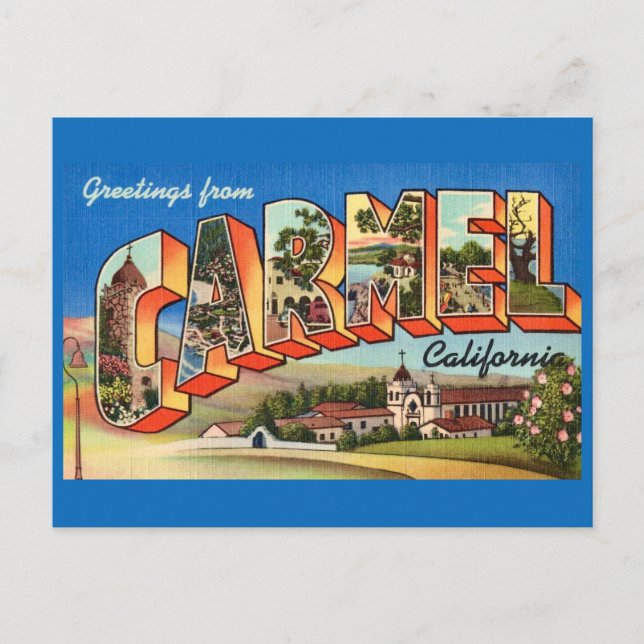Carte Postale Salutation Rétro Carmel Californie  (Devant)