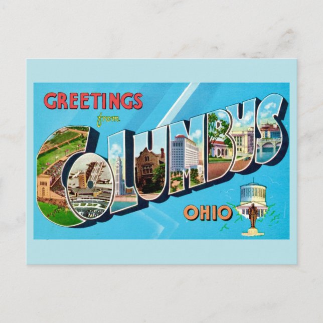 Carte Postale Salutation rétro Columbus Ohio  (Devant)