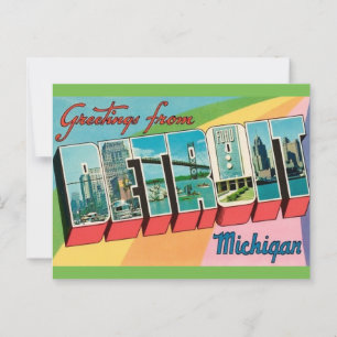 Carte Postale Salutation rétro Détroit Michigan