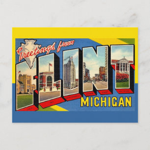 Carte Postale Salutation Rétro Flint Michigan