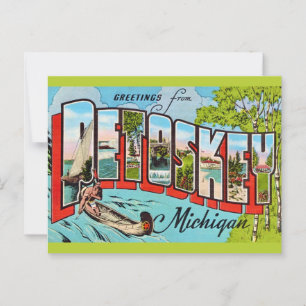 Carte Postale Salutation Rétro Petosky Michigan