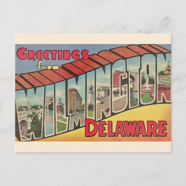 Carte Postale Salutation rétro pour Wilmington Delaware (Devant)