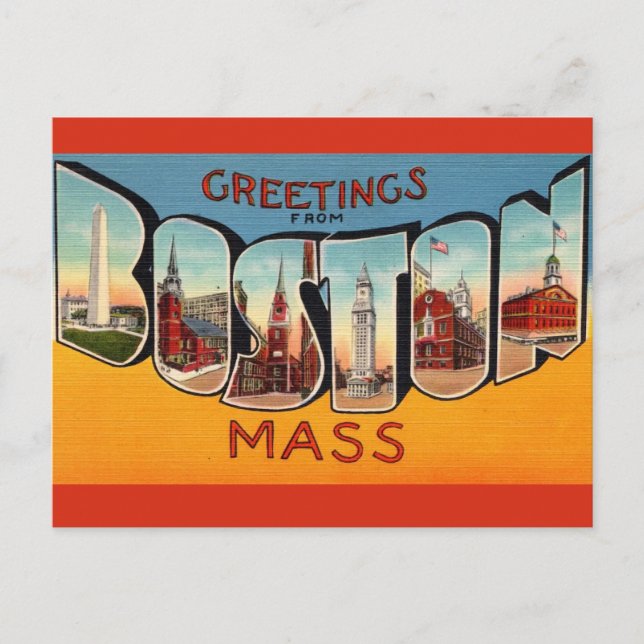 Carte Postale Salutation vintage à Boston (Devant)