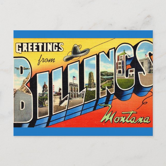 Carte Postale Salutation Vintage Billings MT (Devant)