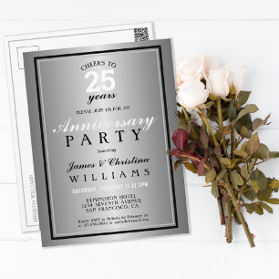 Carte Postale Salutations à 25 Anniversaire Mariage Argent