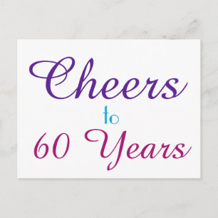Carte Postale Salutations à 60 ans violet bleu rose
