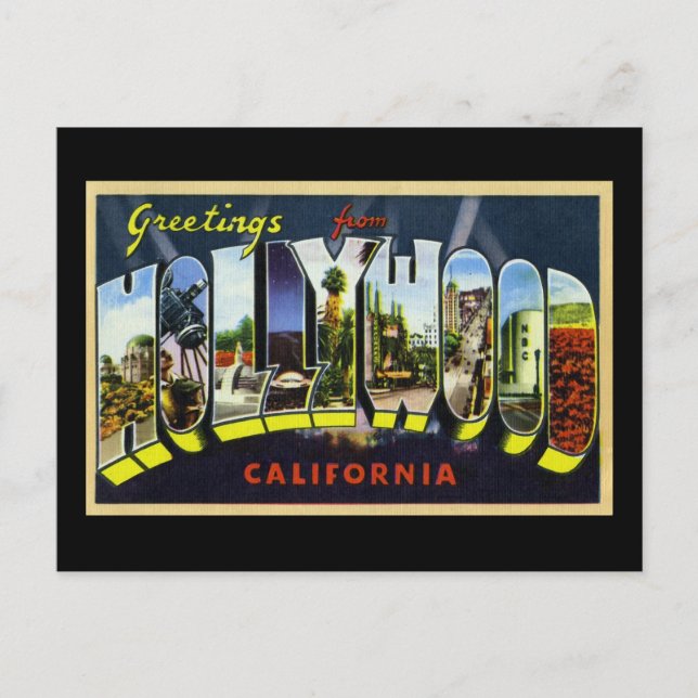 Carte Postale Salutations à Hollywood en Californie (Devant)