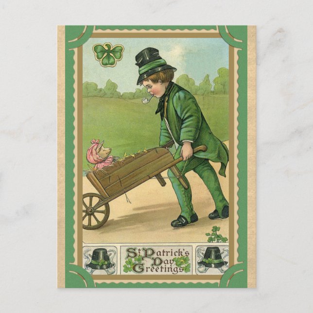 Carte Postale Salutations au Jour de la Saint Patrick vintage (Devant)