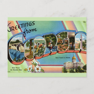 Carte Postale Salutations colorées de l'État de Géorgie