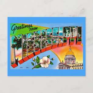 Carte Postale Salutations colorées du Mississippi 