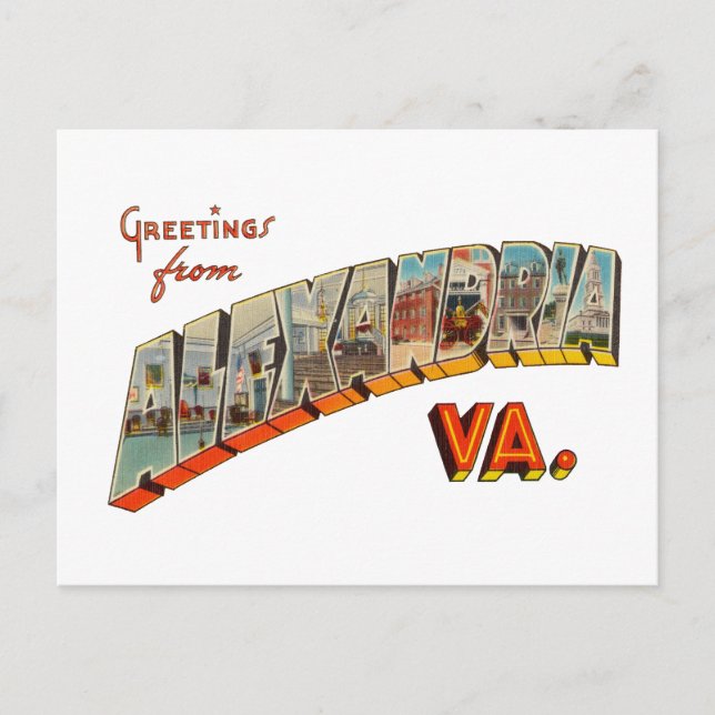 Carte Postale Salutations d'Alexandria Virginia (Devant)