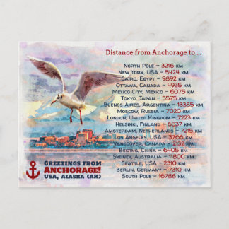 Carte Postale Salutations d'Anchorage - peinture aquarelle