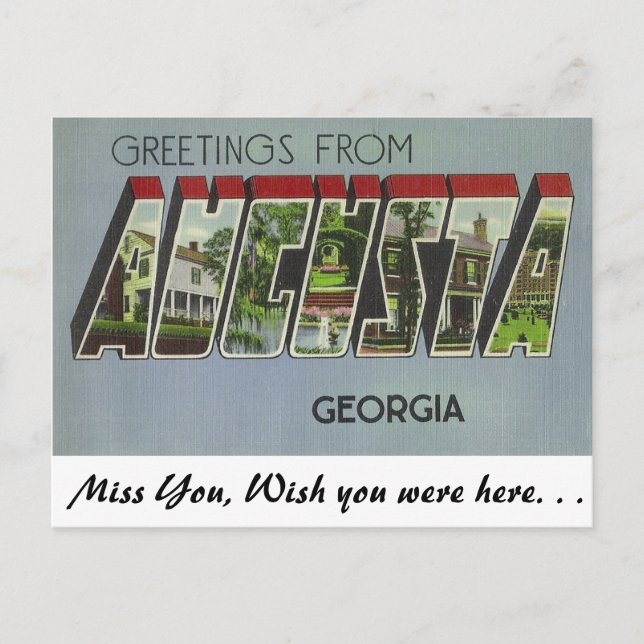 Carte Postale Salutations d'Augusta, Géorgie (Devant)