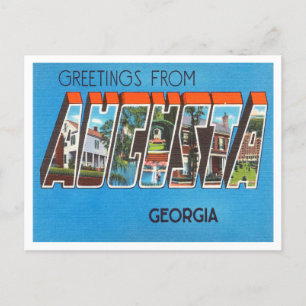 Carte Postale Salutations d'Augusta, Vintage voyage de Géorgie