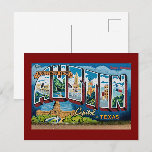 Carte Postale Salutations d'Austin, Texas (Devant / Derrière)