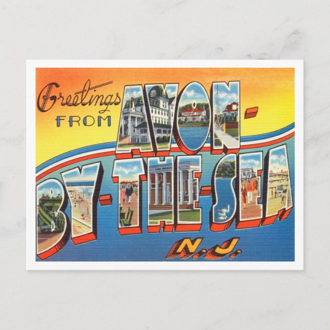Carte Postale Salutations d'Avon par la mer, New Jersey Travel (Devant)