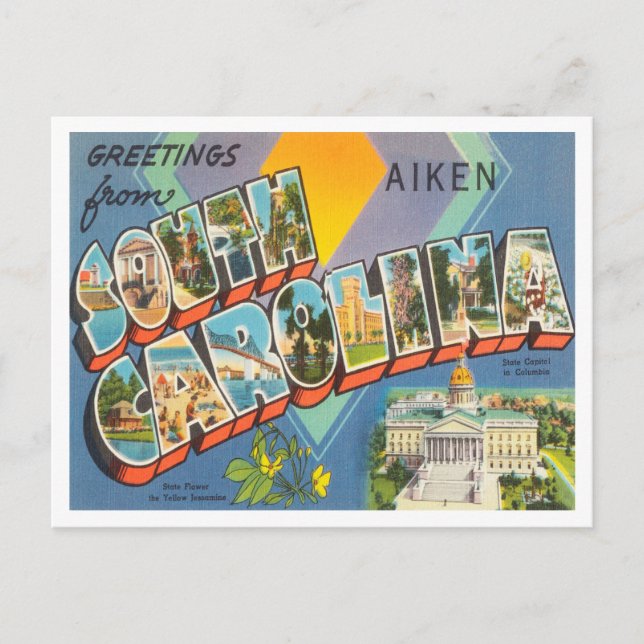 Carte Postale Salutations de Aiken, Caroline du Sud Voyage (Devant)