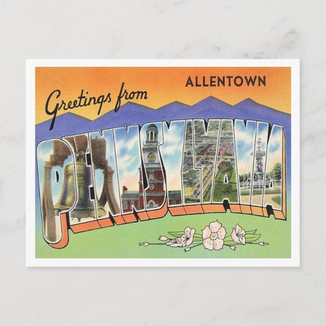 Carte Postale Salutations de Allentown, Pennsylvania Travel (Devant)