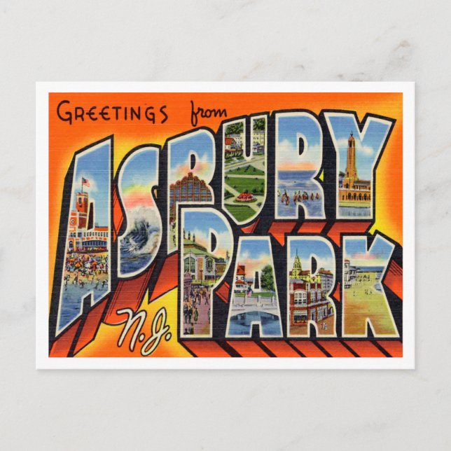 Carte Postale Salutations de Asbury Park, New Jersey Travel (Devant)