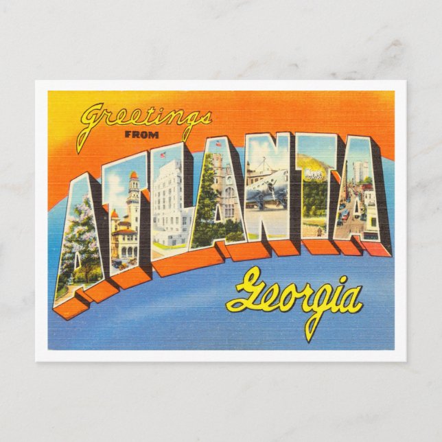 Carte Postale Salutations de Atlanta, Géorgie Vintage voyage (Devant)