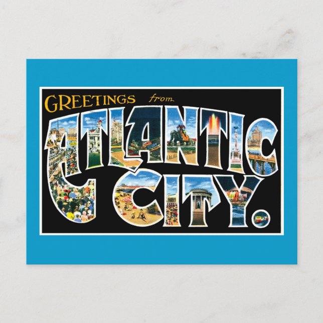 Carte Postale Salutations de Atlantic City (Devant)
