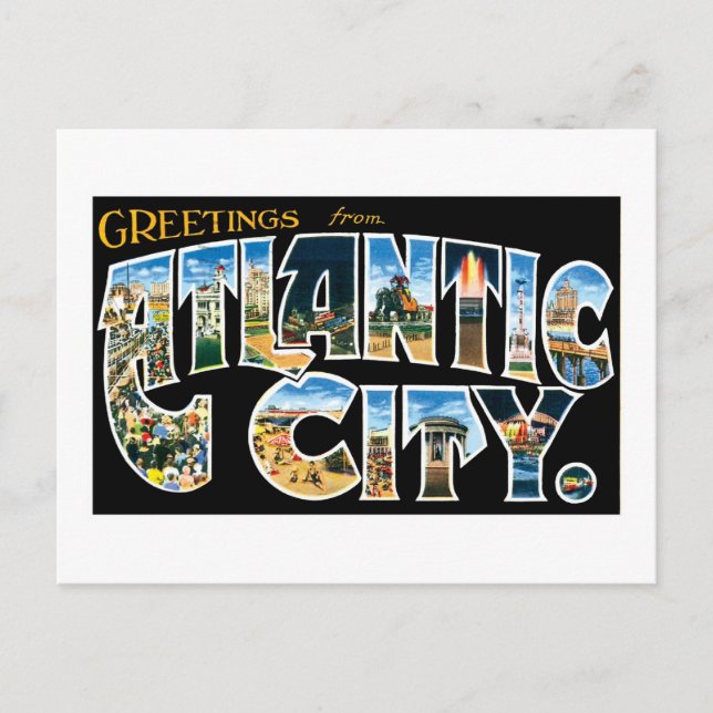Carte Postale Salutations de Atlantic City (Devant)