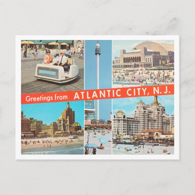 Carte Postale Salutations de Atlantic City, New Jersey Travel (Devant)