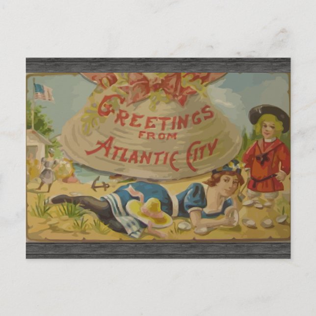 Carte Postale Salutations De Atlantic City, Vintage (Devant)