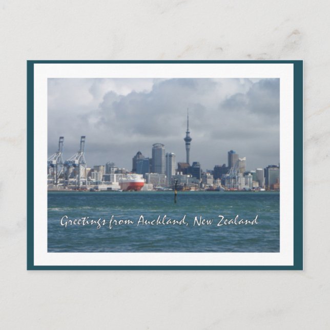 Carte Postale Salutations de Auckland city, Nouvelle-Zélande car (Devant)