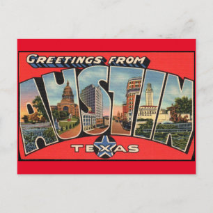 Carte Postale Salutations de Austin Texas Postcard
