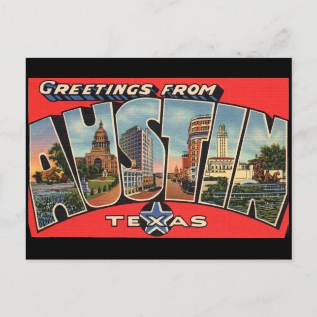 Carte Postale Salutations de Austin Texas Postcard (Devant)