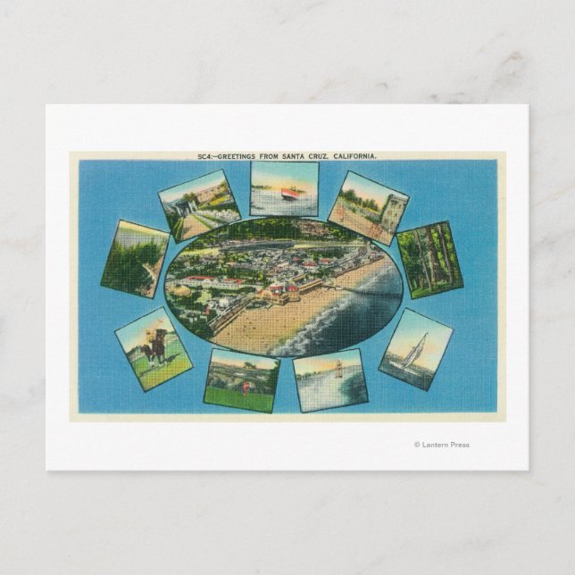 Carte Postale Salutations de avec vues PittoresquesSanta Cruz, C (Devant)