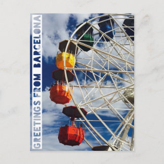 Carte Postale salutations de Barcelone, poste avec ferris où
