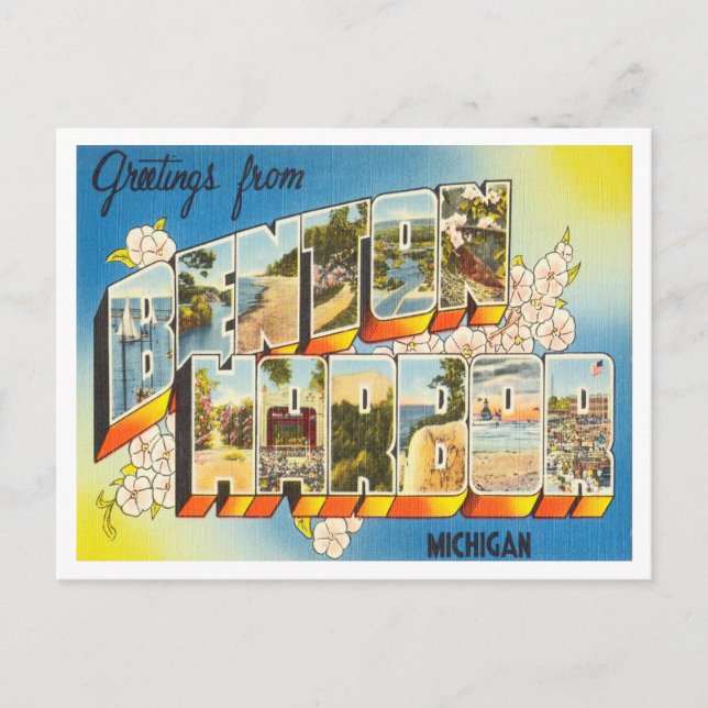 Carte Postale Salutations de Benton Harbour, Michigan Travel (Devant)